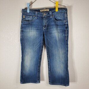 Big Star Womens Casey Low Rise Capri Jeans Size 30 Blue Denim Distressed Design